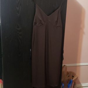 Brown tie back slip dress